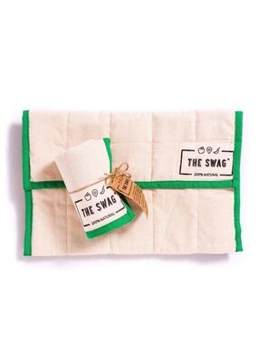 The Swag Natural Reusable Fruit & Vegetable Storage Bag Small Green Trim NWOT